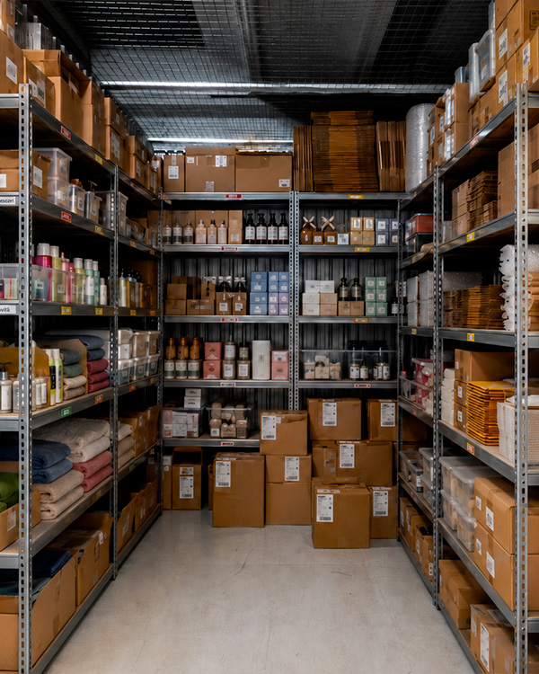 Box Maxi riempito con Scaffali Contenenti Merce per E-Commerce