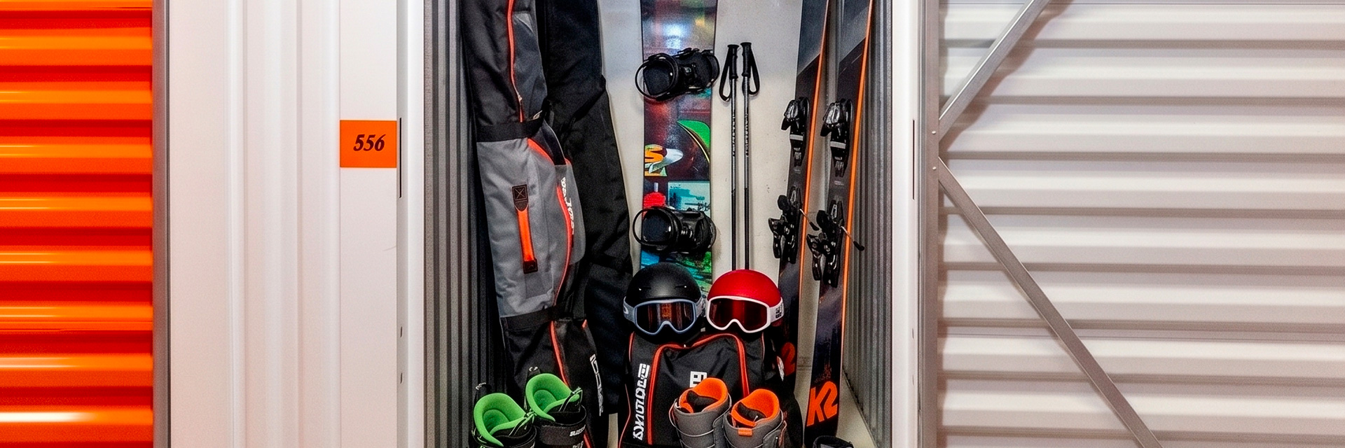 Stivali e tute da sci, Snowboard, Sci e altra attrezzature per sport invernali in un box small